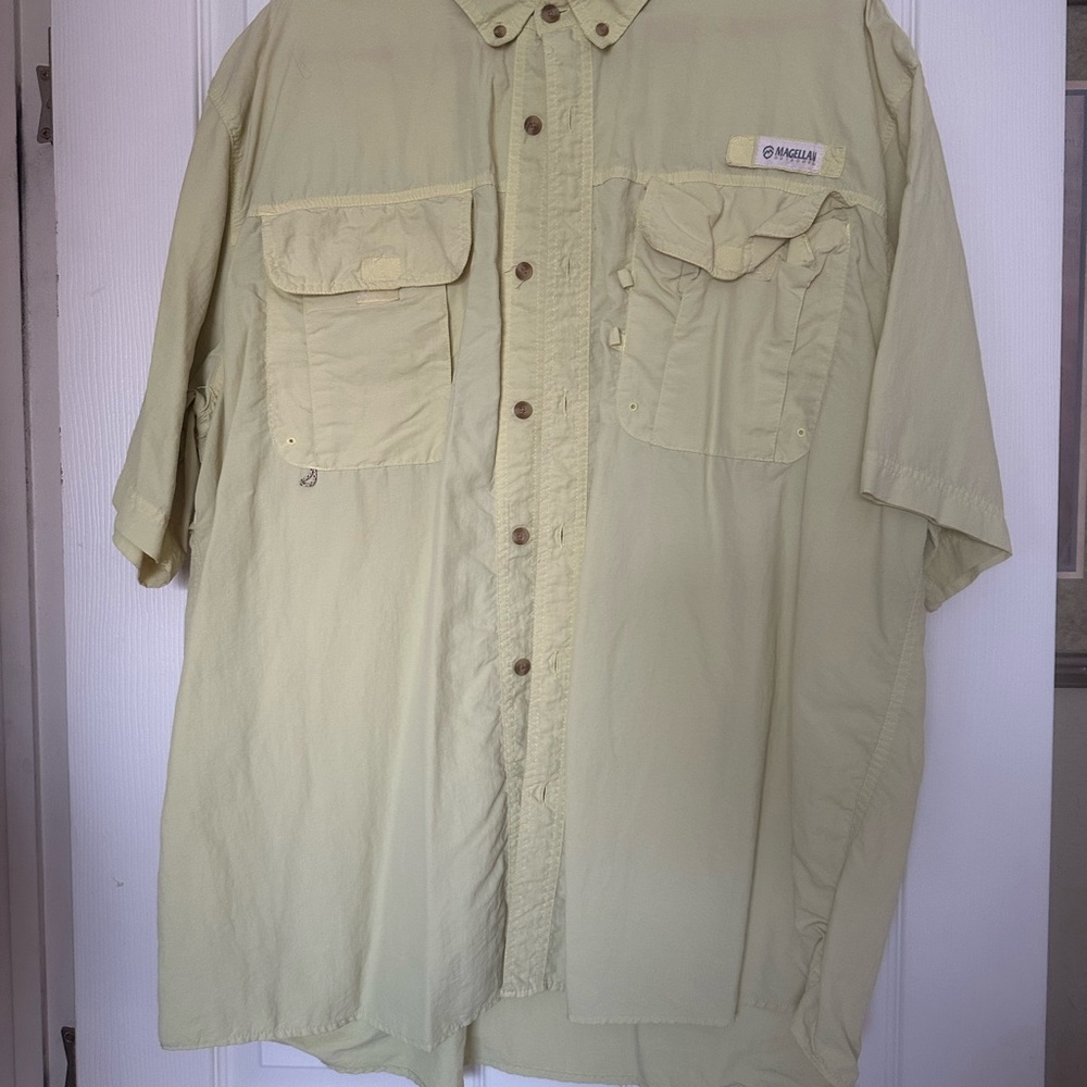 Magellan Outdoors Light Tan Casual Button Down Shirt